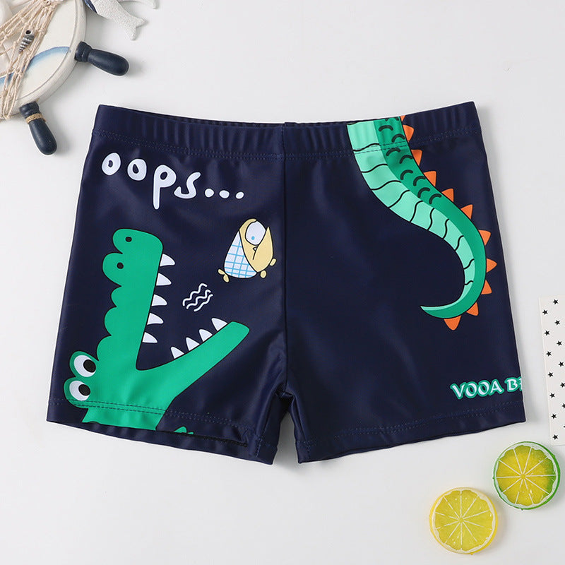 Boys Cartoon Swim Trunks - Quick-Dry Flat-Corner Swimwear for Kids (Small to Large)
