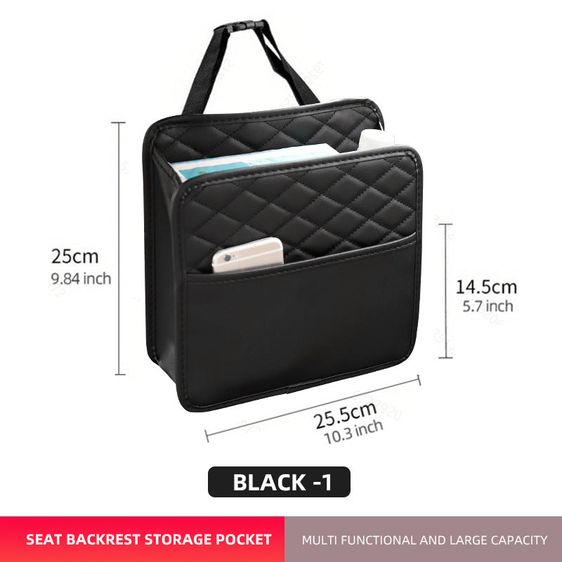 Suede Car Seat Back Storage Bag - Multi-Compartment Cup & Item Organizer