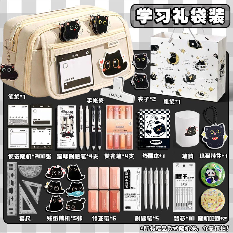 Cat Pencil Bag Large Capacity Transparent Storage Bag for Girls 2025 New Super Popular Stationery Box Student High-Looking Pencil Bag
