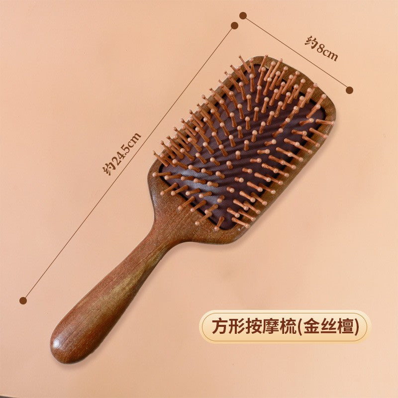 Sandalwood Massage Comb, Meridian Comb, Wide-Tooth Comb, Hair Therapy Tool, Five-Tooth Comb, Wooden Comb, Meridian Massage Comb for Home Use