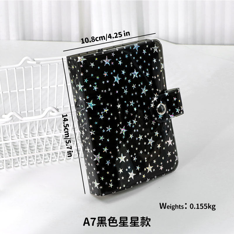 Little Red Book Hot Sale Original Mini 6 Hole Binder A7 Hand Book Shell PP Shell PVC Transparent Glitter Cover