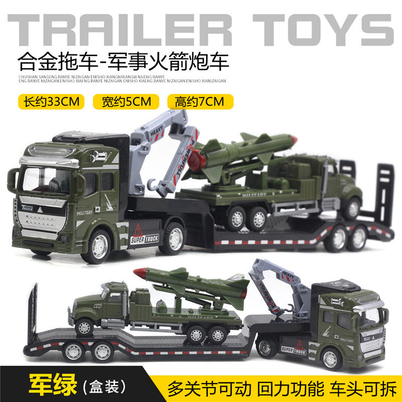 Alloy Pull Back Toy Cars Set - Fire Truck, Tank & Excavator for Kids