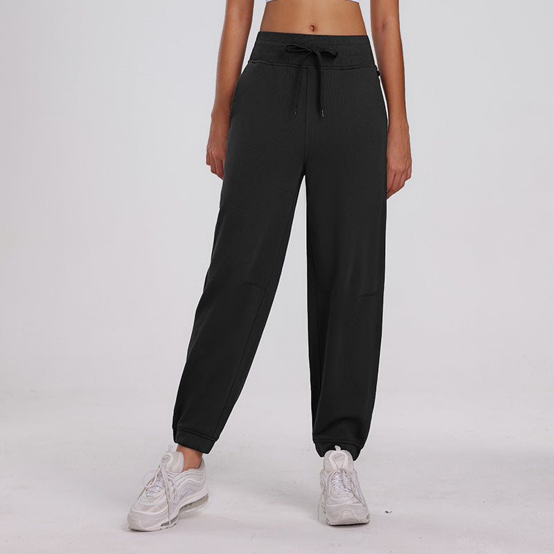 Women's Loose Harem Sports Pants - Korean-Style Drawstring Running Fitness Cropped Pants