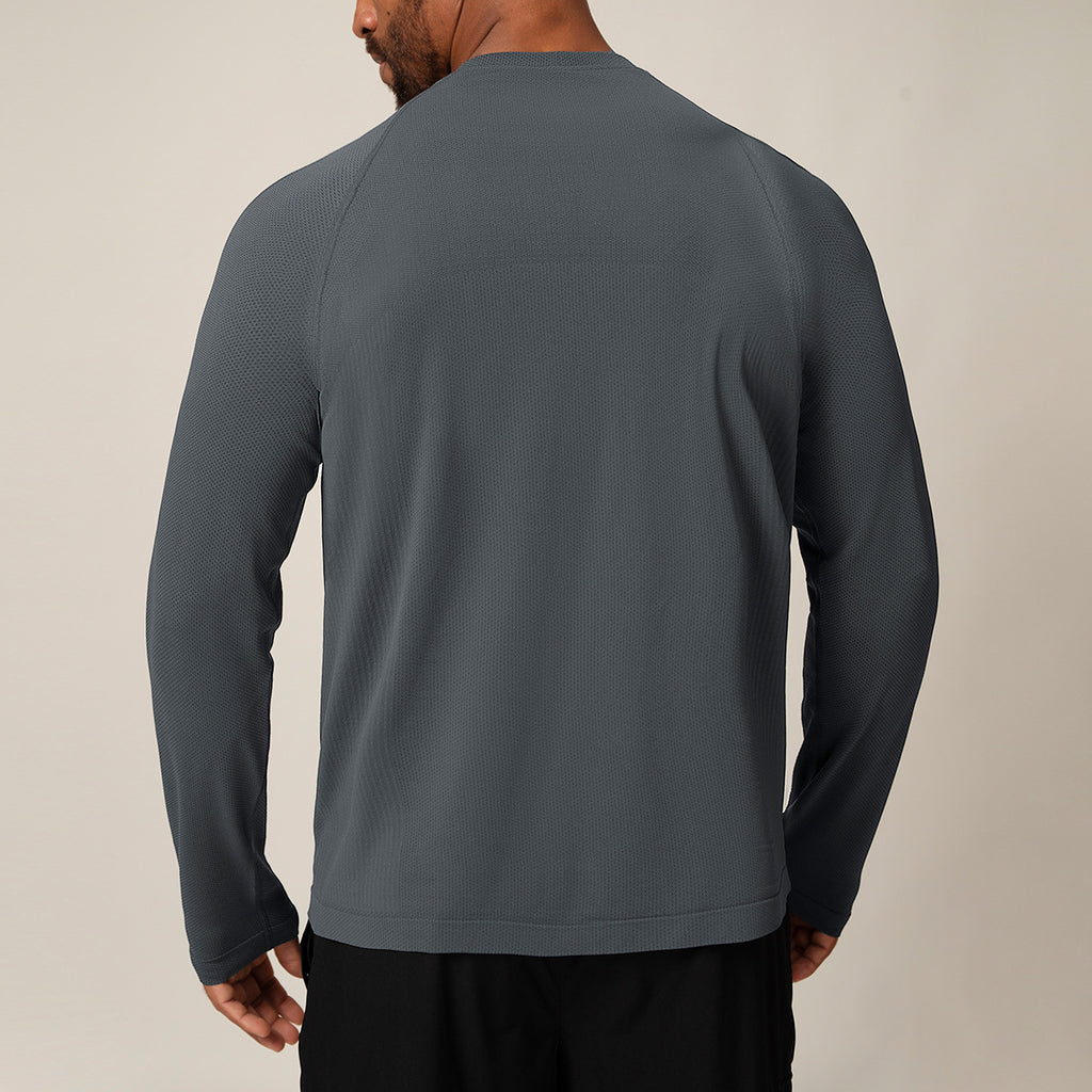 Men's Seamless Quick-Dry Long Sleeve T-Shirt - Moisture-Absorbent Breathable Sports Top
