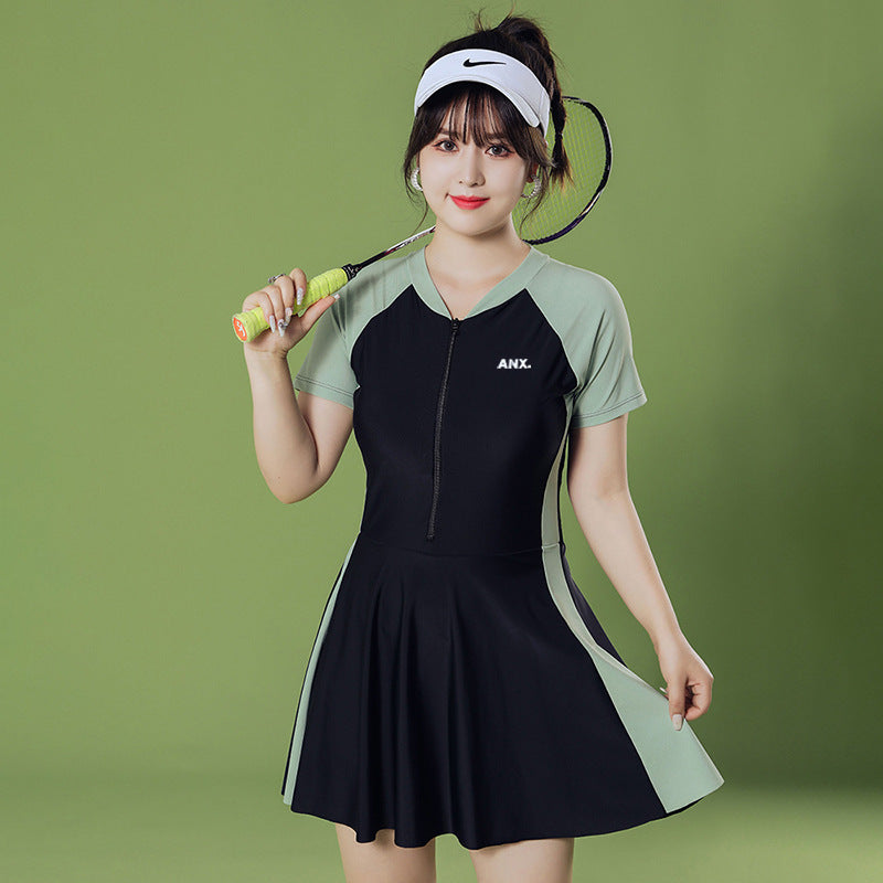 2025 New Swimsuit Women's Conservative Fairy Style Belly Covering Slimming One-Piece Hot Spring Summer Fashion Conservative Skirt Swimsuit