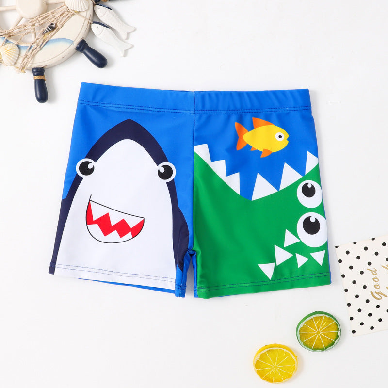 Boys Cartoon Swim Trunks - Quick-Dry Flat-Corner Swimwear for Kids (Small to Large)