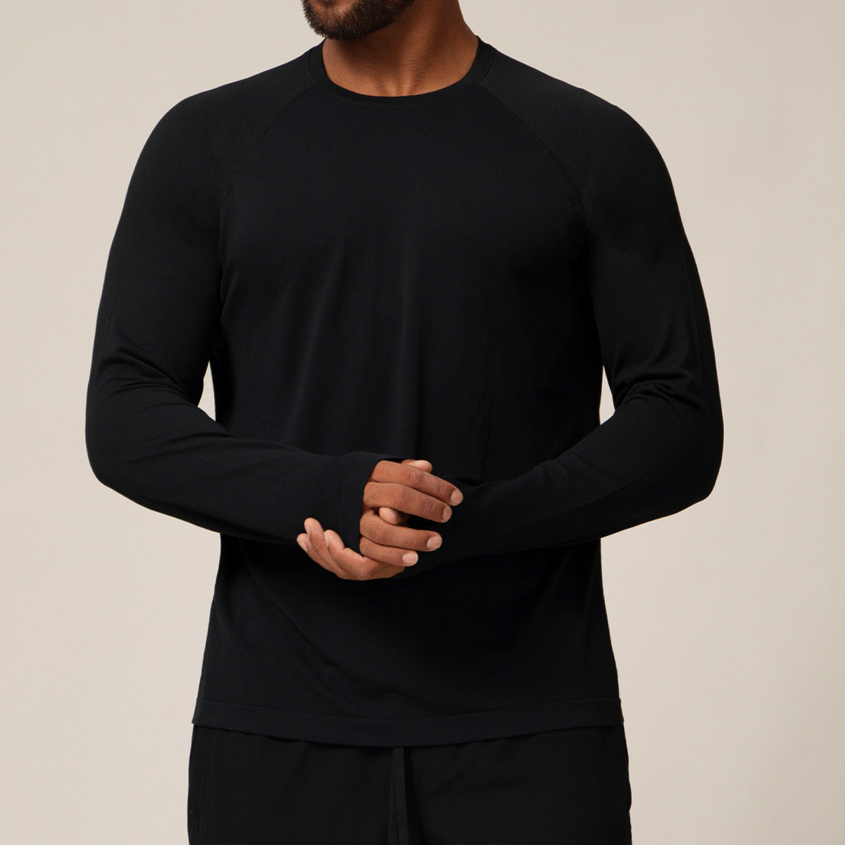 Men's Seamless Quick-Dry Long Sleeve T-Shirt - Moisture-Absorbent Breathable Sports Top