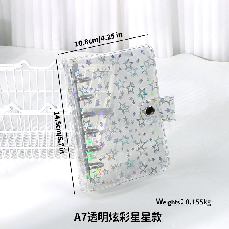 Little Red Book Hot Sale Original Mini 6 Hole Binder A7 Hand Book Shell PP Shell PVC Transparent Glitter Cover
