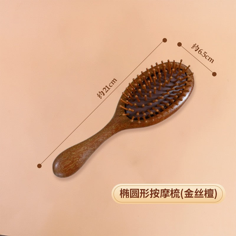 Sandalwood Massage Comb, Meridian Comb, Wide-Tooth Comb, Hair Therapy Tool, Five-Tooth Comb, Wooden Comb, Meridian Massage Comb for Home Use