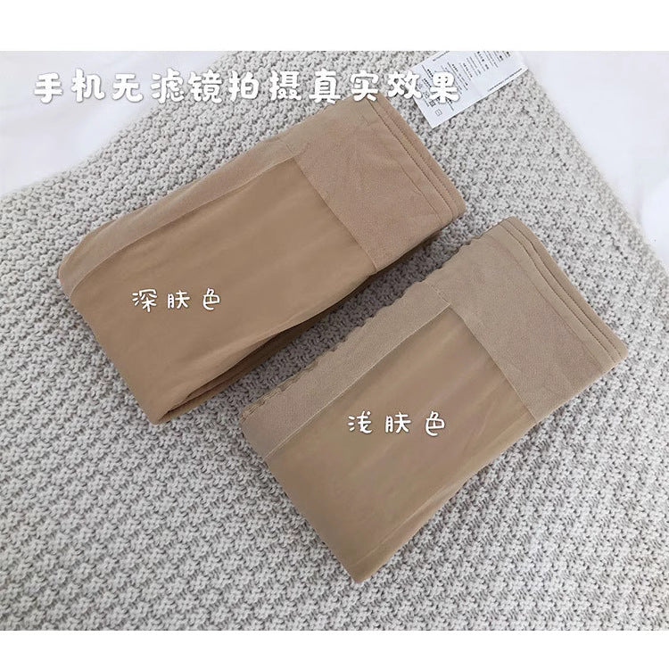 Autumn and winter light leg artifact female nude fleece-lined double-layer arbitrary cut fake transparent flesh color leggings socks warm T-gear