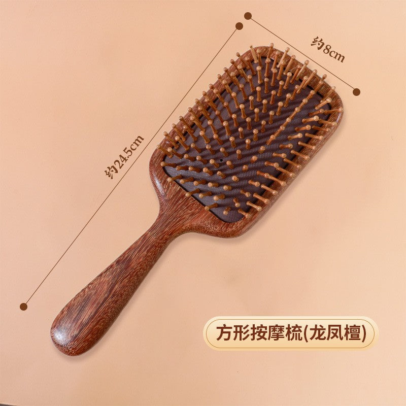 Sandalwood Massage Comb, Meridian Comb, Wide-Tooth Comb, Hair Therapy Tool, Five-Tooth Comb, Wooden Comb, Meridian Massage Comb for Home Use