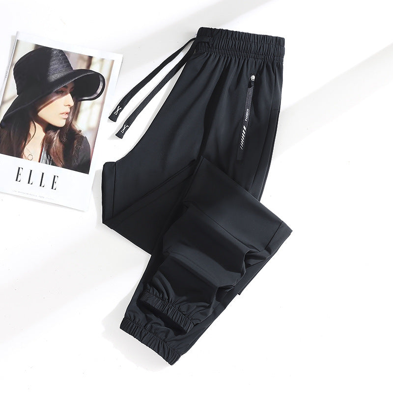 Summer New Ice Silk Pants Quick-Drying Breathable Nylon Unisex Elastic Soft Wrinkle-Resistant Cooling Couple Sun Protection Pants