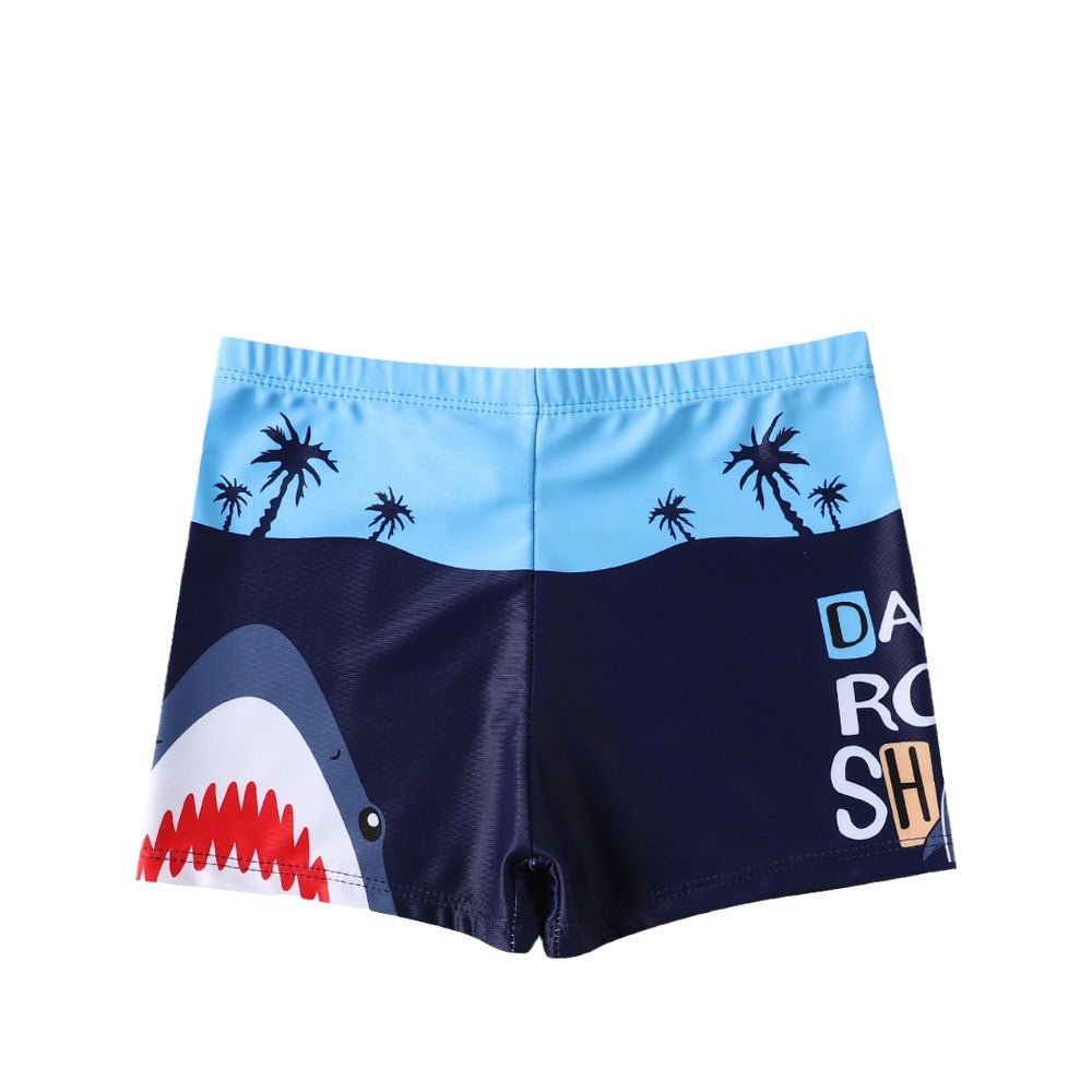 Boys Cartoon Swim Trunks - Quick-Dry Flat-Corner Swimwear for Kids (Small to Large)