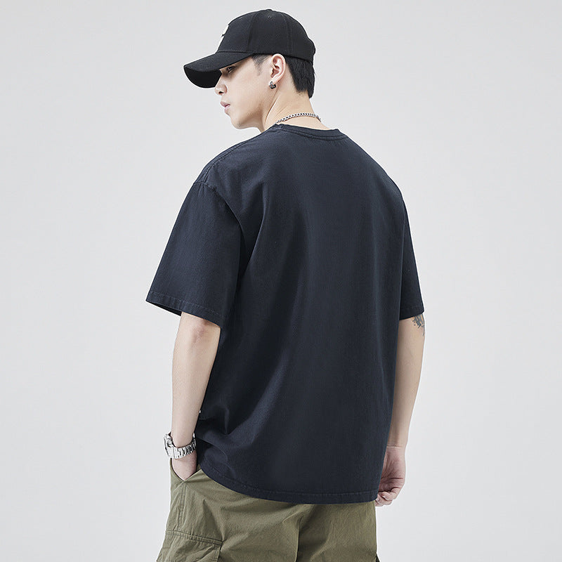 Danbaoni | Summer New Japanese-Style Heavy-Duty Quality Short-Sleeve Men's Loose Casual Round-Neck Printed Drop-Shoulder T-Shirt in Stock.