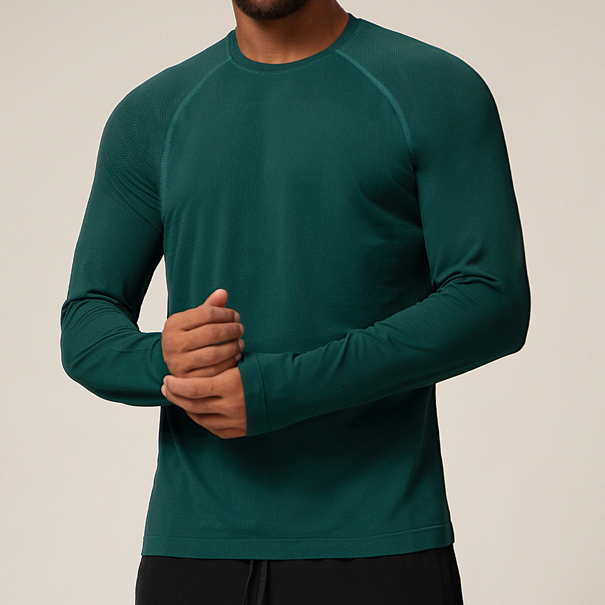 Men's Seamless Quick-Dry Long Sleeve T-Shirt - Moisture-Absorbent Breathable Sports Top