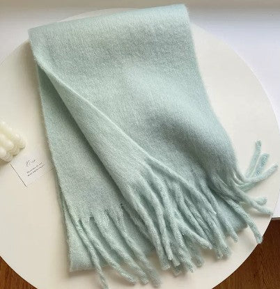Solid Color Thickened and Extended Scarf for Women, 2026 Autumn and Winter New Korean Style, Versatile Winter Shawl for Students, Pink