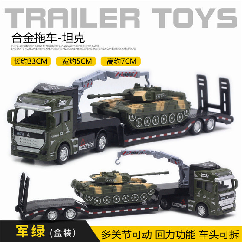 Alloy Pull Back Toy Cars Set - Fire Truck, Tank & Excavator for Kids