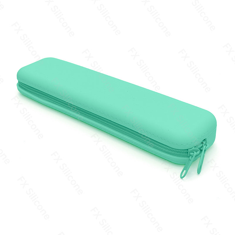New Silicone Pencil Case Large Capacity Stationery Bag Student Simple Pencil Case Portable Long Square Stationery Storage Pencil Bag