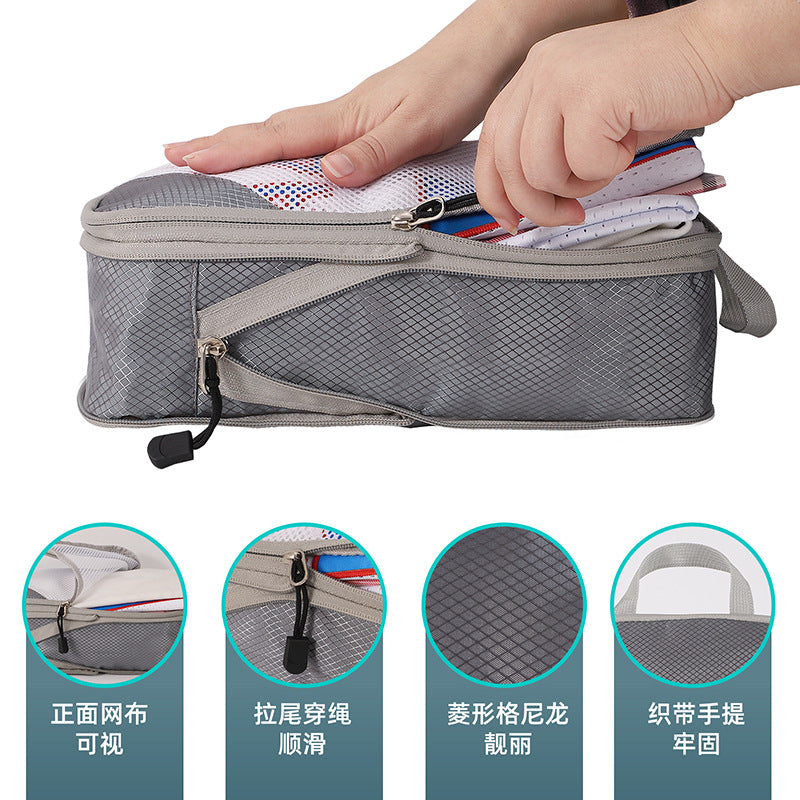 Travel Cosmetics Bag Compressible Foldableable Cosmetics Bag Storage Set Mesh Visible Suitcase Trolley Case Organizer Bag