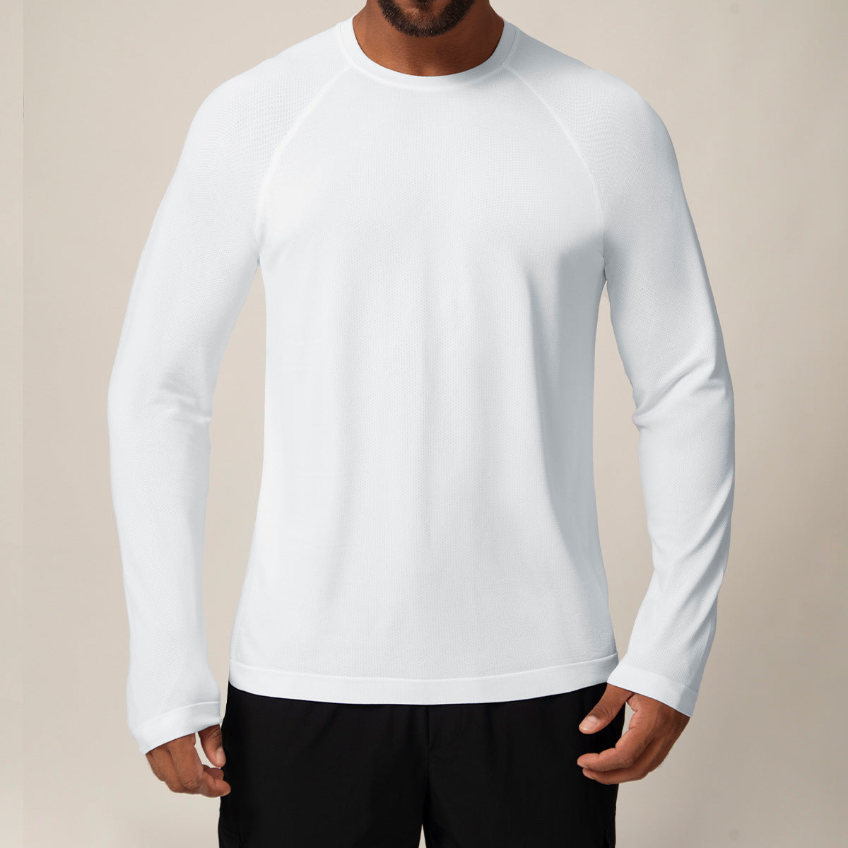 Men's Seamless Quick-Dry Long Sleeve T-Shirt - Moisture-Absorbent Breathable Sports Top