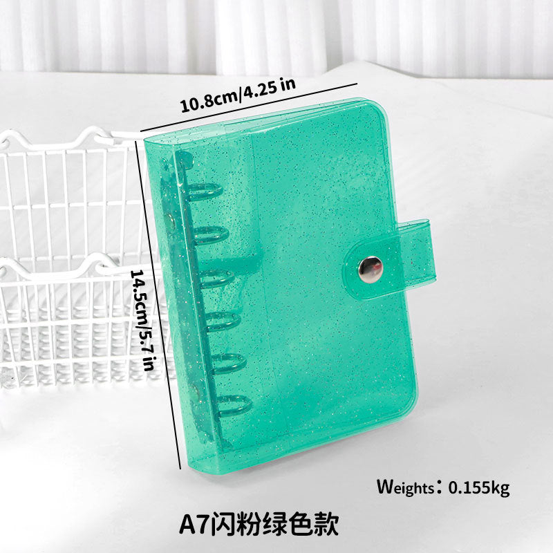 Little Red Book Hot Sale Original Mini 6 Hole Binder A7 Hand Book Shell PP Shell PVC Transparent Glitter Cover