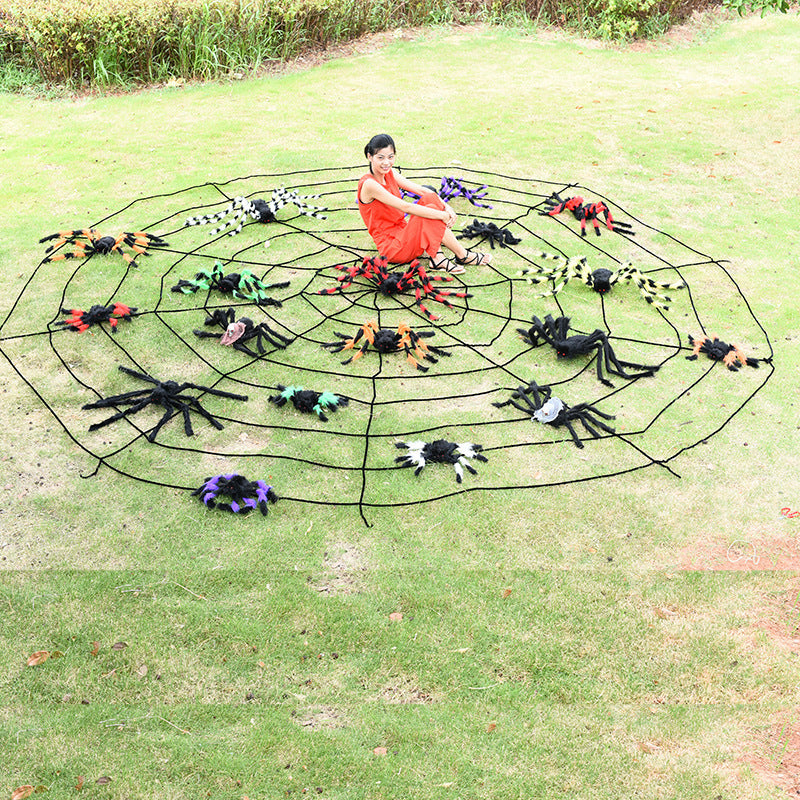 in stock Halloween Triangle Spider Web Super Fan Web Pie Decorative Props for Easter Atmosphere