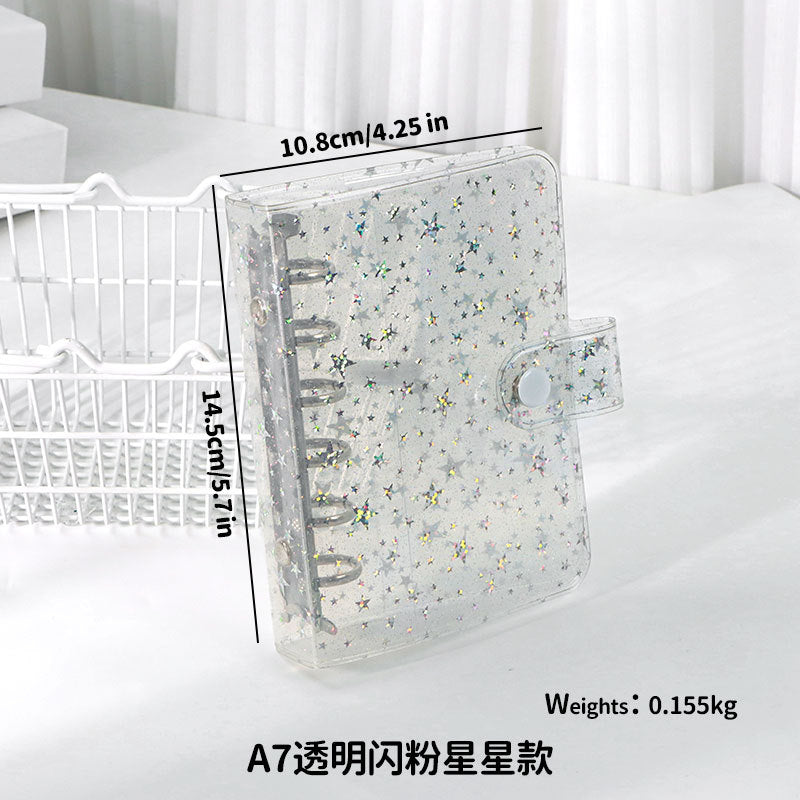 Little Red Book Hot Sale Original Mini 6 Hole Binder A7 Hand Book Shell PP Shell PVC Transparent Glitter Cover