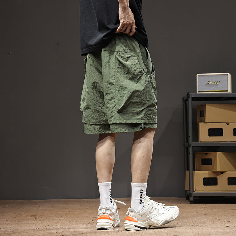 Outdoor Functional Waterproof Quick-Drying Work Shorts Men's Summer Cool Retro Fake Two-Piece Mountain Casual Pants