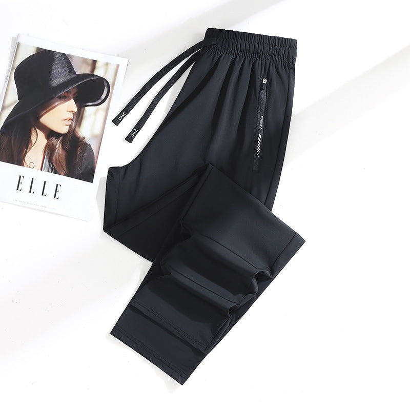Summer New Ice Silk Pants Quick-Drying Breathable Nylon Unisex Elastic Soft Wrinkle-Resistant Cooling Couple Sun Protection Pants