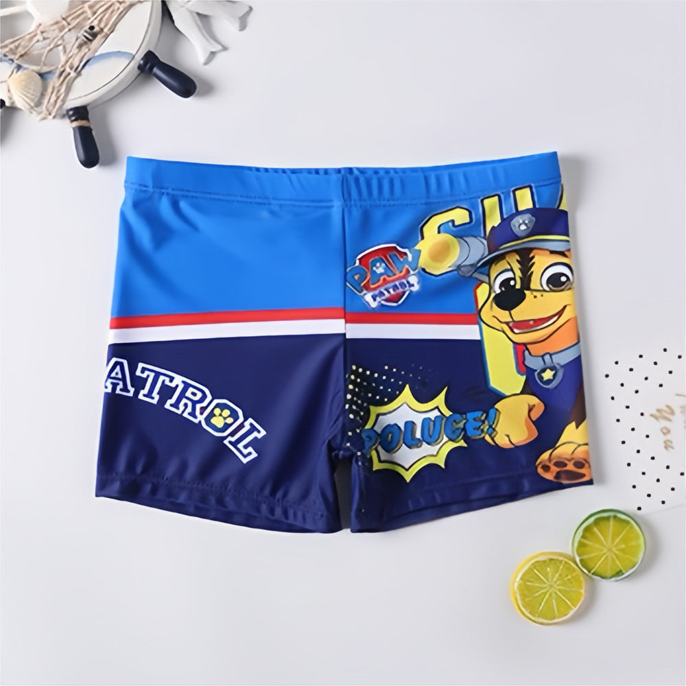 Boys Cartoon Swim Trunks - Quick-Dry Flat-Corner Swimwear for Kids (Small to Large)