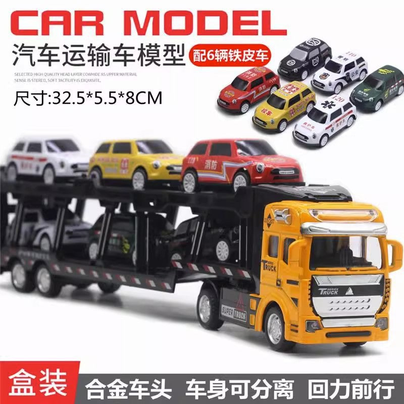Alloy Pull Back Toy Cars Set - Fire Truck, Tank & Excavator for Kids