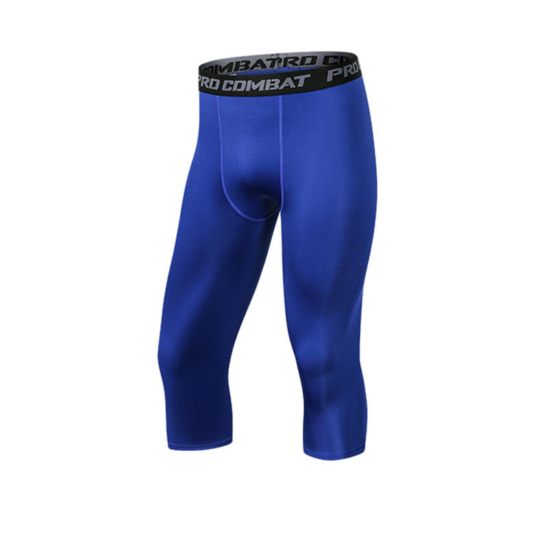 Sports Tights Men's High-Elasticity Quick-Drying 7-Point Pants Basketball Fitness Running Training Compression Leggings Summer