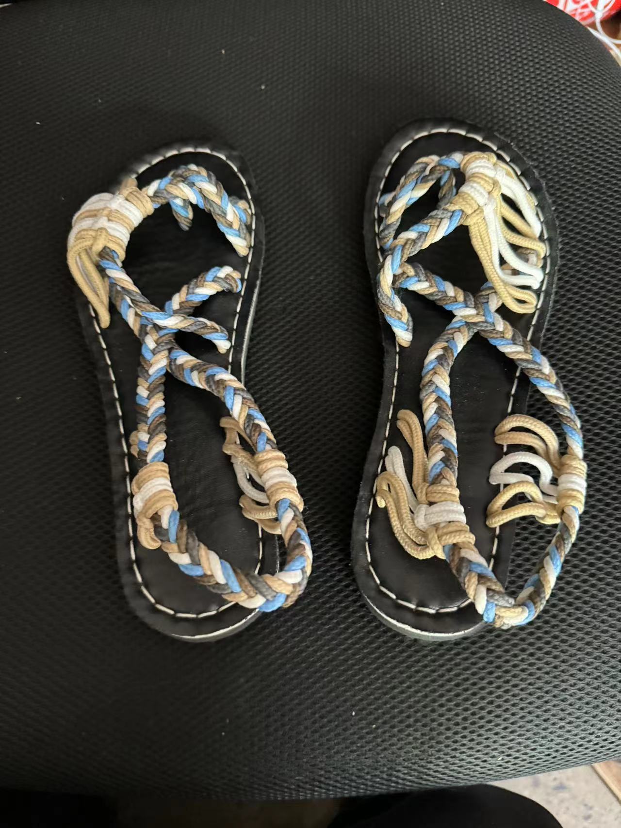 Wish Amazon 2025 Summer European and American Color Block Knot Beach Toe Foreign Trade Large Size Women's Sandals 43 Sizes