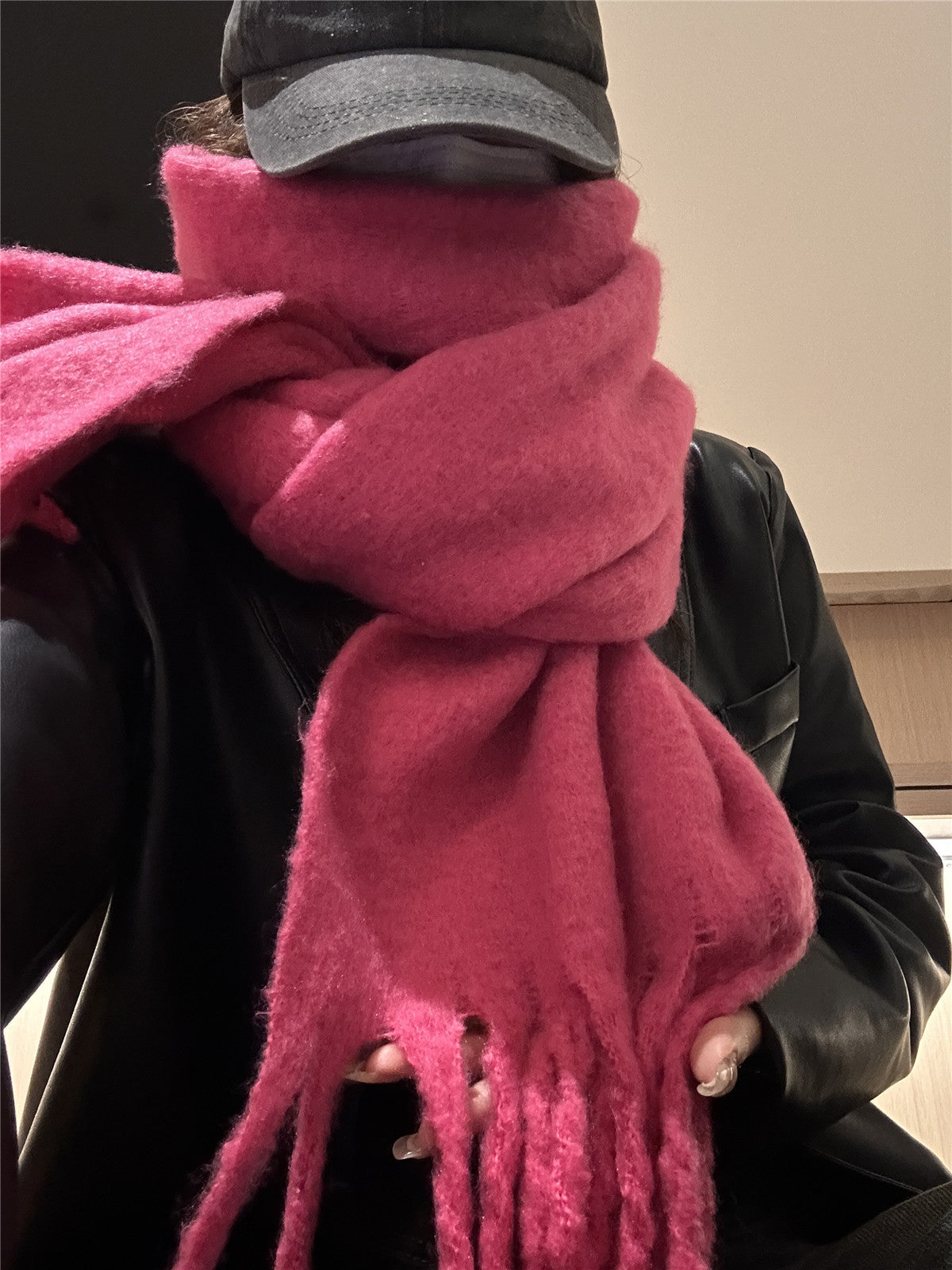 Solid Color Thickened and Extended Scarf for Women, 2026 Autumn and Winter New Korean Style, Versatile Winter Shawl for Students, Pink