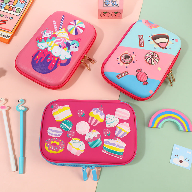Student Cartoon Stationery Box Large Capacity Storage Box 3D Stationery Bag Cute Pencil Box Creative Pencil Bag