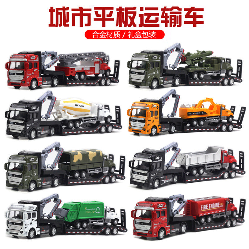 Alloy Pull Back Toy Cars Set - Fire Truck, Tank & Excavator for Kids