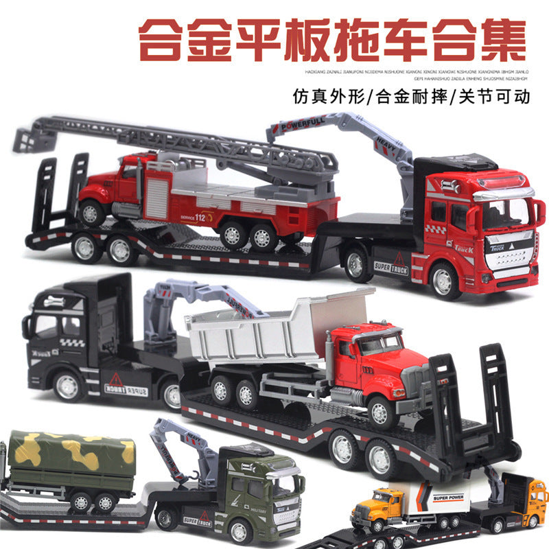 Alloy Pull Back Toy Cars Set - Fire Truck, Tank & Excavator for Kids