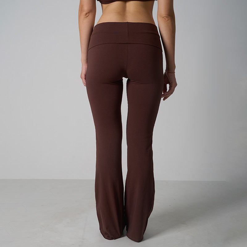 Cotton Pant Rolled Edge Cotton Ammonia Breathable Skin-Friendly Micro-Flared Home Pants High-Waisted Eco-Friendly Loose Yoga Pants for Women