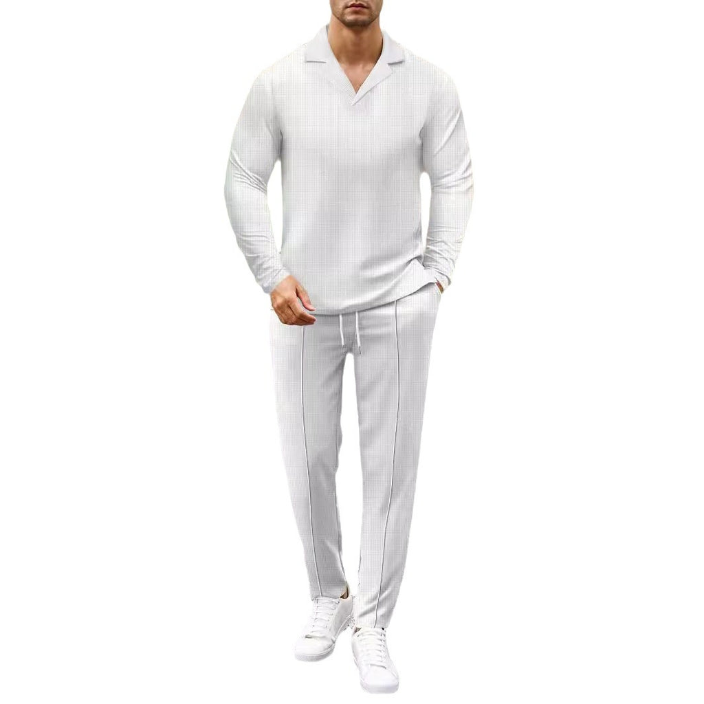 Waffle Sports Two-Piece Set - Long Sleeve Top & Casual Pants for Women