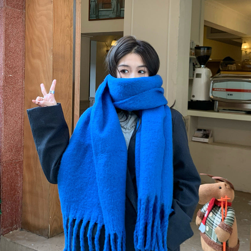 Solid Color Thickened and Extended Scarf for Women, 2026 Autumn and Winter New Korean Style, Versatile Winter Shawl for Students, Pink