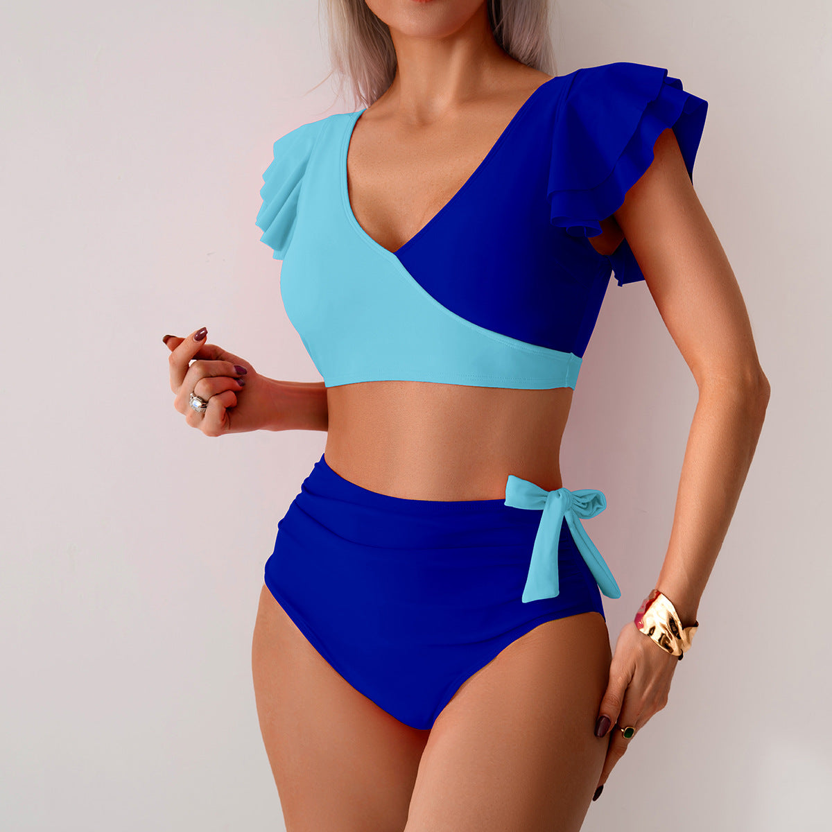 High Waist Bikini Split Swimsuit - European Style Two-Piece for Women