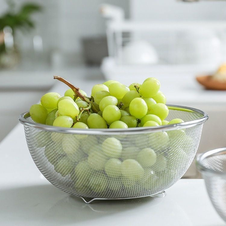 Stainless Steel Vegetable Washing Basin - Thickened Draining Basket & Rice Washing Sieve