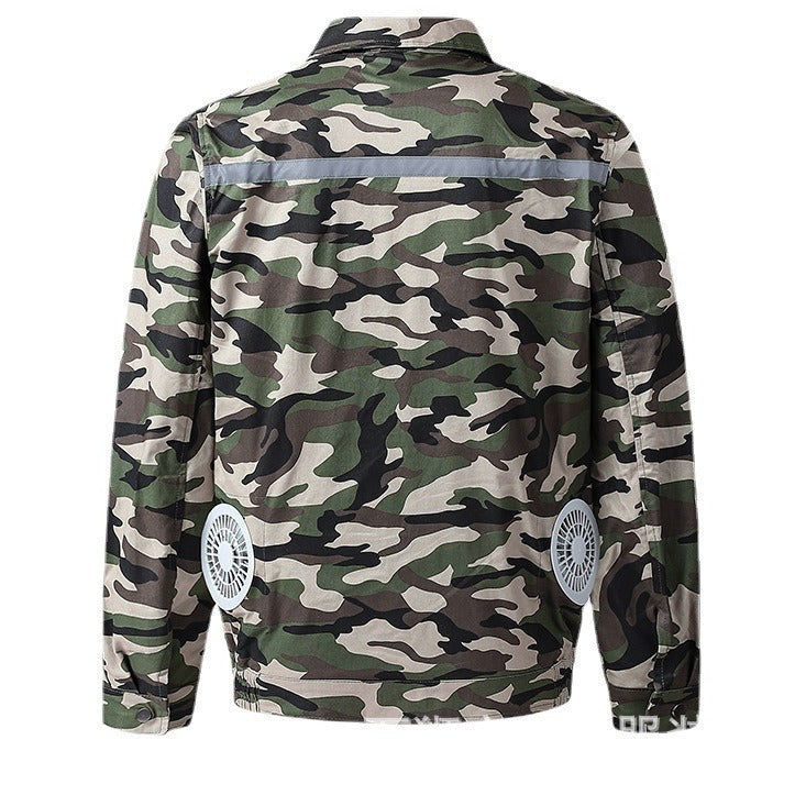 Summer fan clothes pure cotton air conditioning clothes men's and women's cooling work clothes summer welder camouflage construction site refrigeration work clothes
