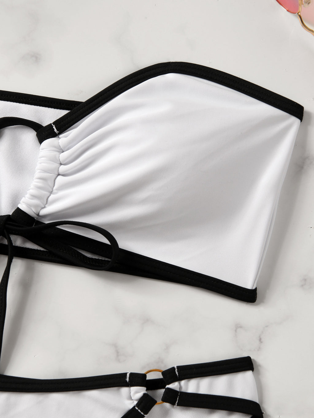 Sexy Bandeau Bikini Swimsuit - Solid Color Two-Piece with Chest Pads for Women