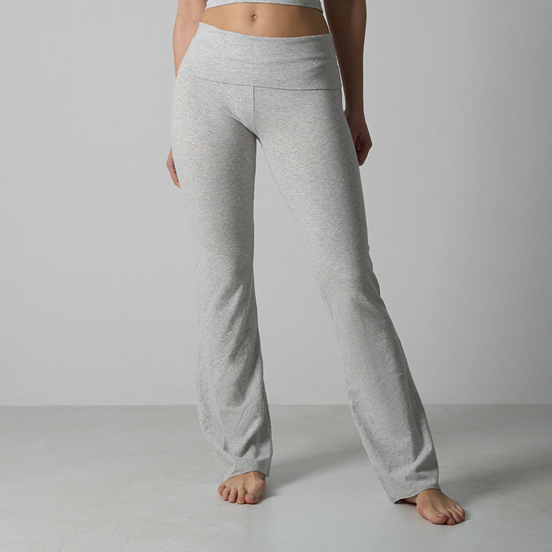 Cotton Pant Rolled Edge Cotton Ammonia Breathable Skin-Friendly Micro-Flared Home Pants High-Waisted Eco-Friendly Loose Yoga Pants for Women