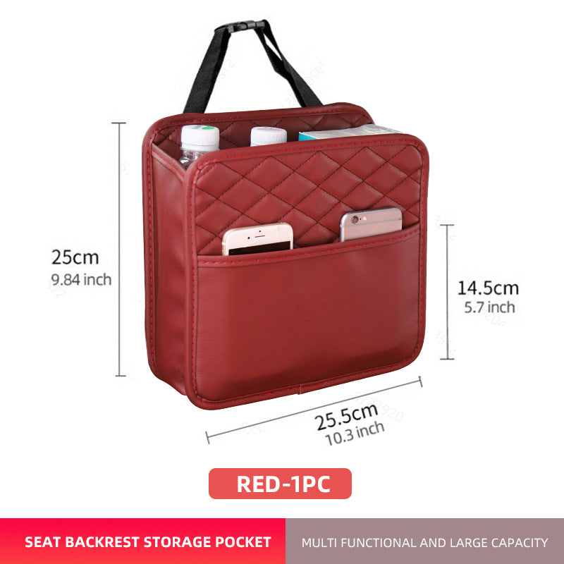 Suede Car Seat Back Storage Bag - Multi-Compartment Cup & Item Organizer