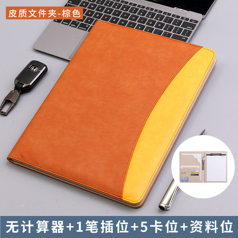 A4 Leather Folder Customized Business Multi-Functional 4S Sales Manager Talks about Single Measuring Room Folder with Calculator Board Clip