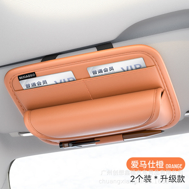 Car Sun Visor Glasses Holder Storage Artifact Multifunctional Card Bag Bill Storage Bag Car Glasses Frame Storage Bag
