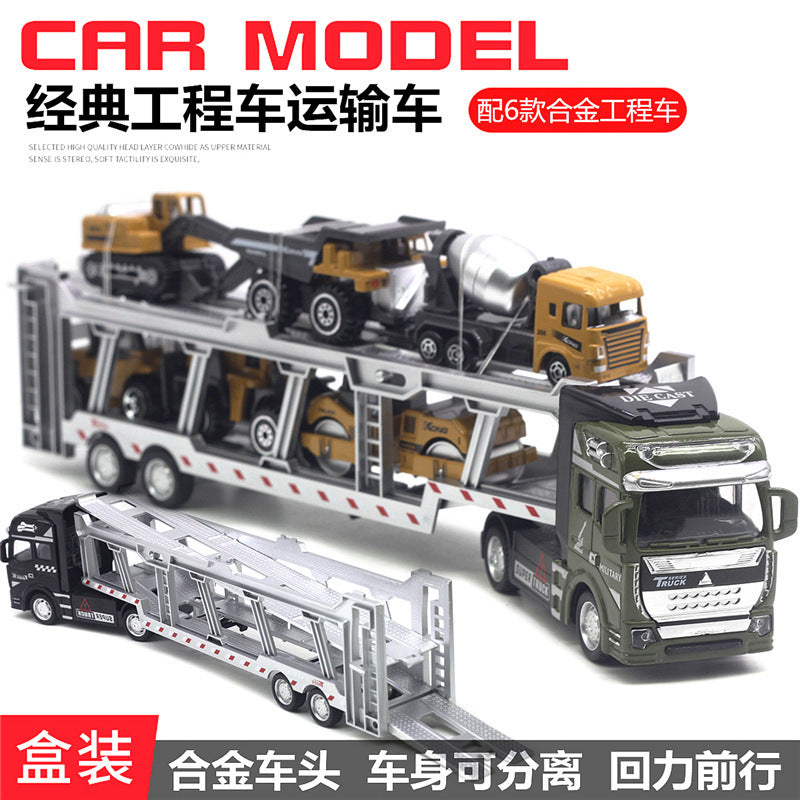 Alloy Pull Back Toy Cars Set - Fire Truck, Tank & Excavator for Kids