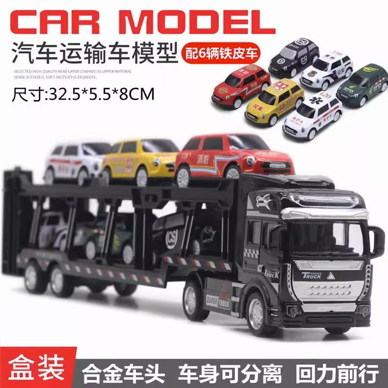 Alloy Pull Back Toy Cars Set - Fire Truck, Tank & Excavator for Kids